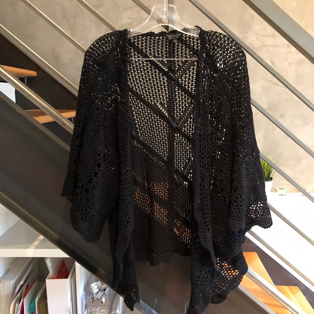 Topshop black crochet sweater cardigan 4